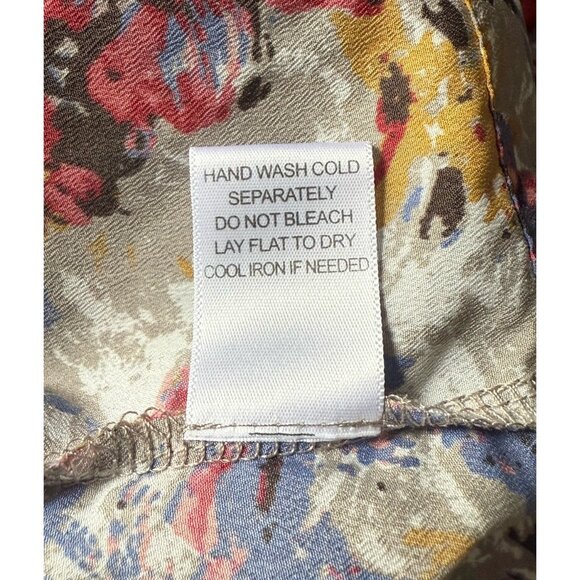 Pleione Multicolored Floral V-Neck Short Sleeve Snap Closure Top Women's M - Picture 10 of 10